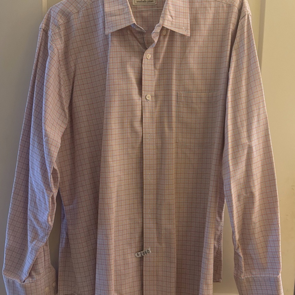 Men's Light Pink Checkered Button-Down Shirt